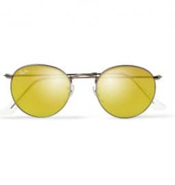 Ray-ban Etched Matte-gunmetal Round-frame Sunglasses