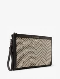 Want Les Essentiels De La Vie Barajas Raffia-panelled Leather A4 Document Holder