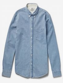 Acne Studios Isherwood Button-down Collar Washed-denim Shirt