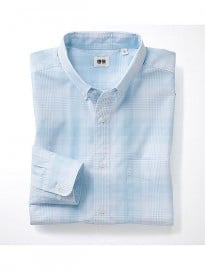 Uniqlo Men Extra Fine Cotton Broadcloth Check Long Sleeve Shirt G