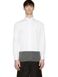 White Nylon-hemmed Drawstring Dress Shirt