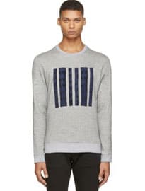 Grey Marled Knit Applique Sweatshirt