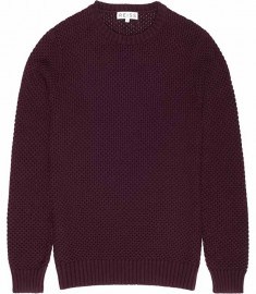 Reiss Pilot Textured Cotton Knit Wine Berry