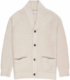 Reiss Wayfield Textured Shawl Cardi Oatmeal
