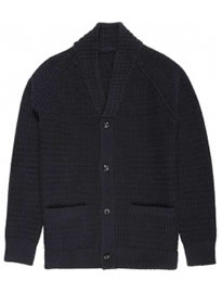 Reiss Wayfield Textured Shawl Cardi Navy