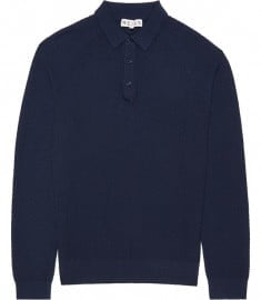 Reiss Winston Lightweight Textured Polo Navy