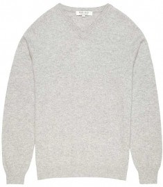 Reiss Harp Cashmere V-neck Jumper Soft Grey