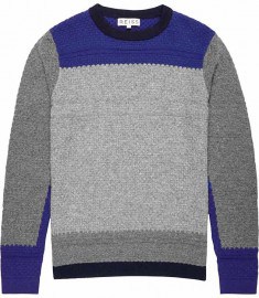 Reiss Birdie Colour Block Felted Wool Jumper Grey