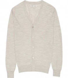 Reiss Walter Mercerised Merino Cardigan Grey