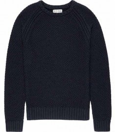 Reiss Carlton Textured Crew Neck Jumper Navy