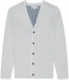 Reiss Birch Piped Lightweight Cardigan Airforce Blue
