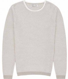 Reiss Temple Contrasting Weave Jumper Grey
