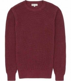 Reiss Nerve Ribbed Knit Jumper Ox Blood