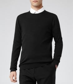 Reiss Donnie Pure Cotton Crew-neck Jumper Black