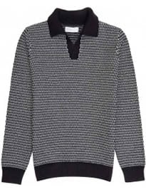 Reiss Fort Stand Collar Jumper Navy
