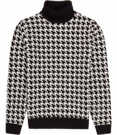 Reiss Shore Houndstooth Roll Neck Jumper Black