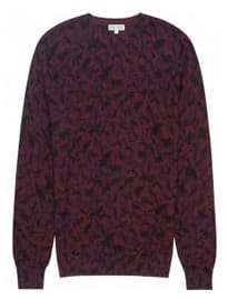 Reiss Church Printed Lightweight Jumper Bordeaux