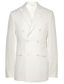 Burberry London Off-white Double-breasted Linen Blazer