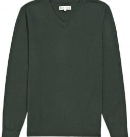 Reiss Jupiter Merino Wool V-neck Jumper Bottle Green