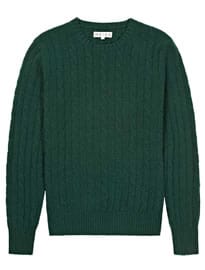 Reiss Next Prev Buffalo Felted Cable Crew Dark Green