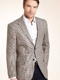 Sartorial Pure Linen 2 Button Checked Jacket