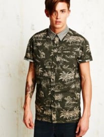 Levi’s Hawaiian Print Shirt In Dark Green