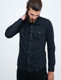 Lee Western Denim Shirt In Pitch Black