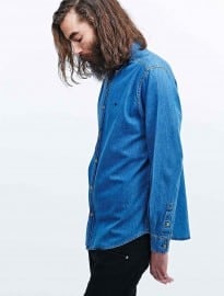 Wrangler Chambray Denim Shirt In Indigo