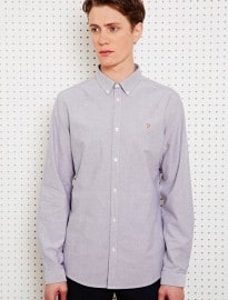 Farah Vintage Brewer Oxford Shirt In Grey