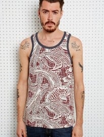 Suit Hampton Koi Print Tank In Burgundy