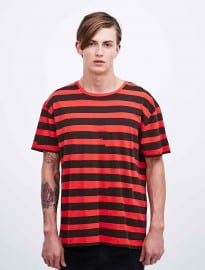 Cheap Monday Justin Gaffa Stripe Tee In Red And Black