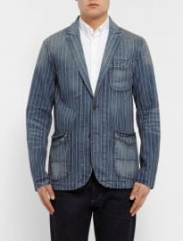 Polo Ralph Lauren Blue Striped Washed-denim Blazer