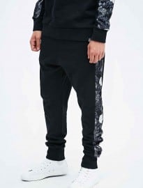Worland Black Floral Mesh Panel Joggers In black