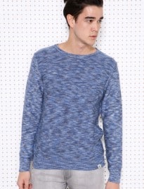 Shore Leave Blue Space Dye Knit Crew Sweatshirt