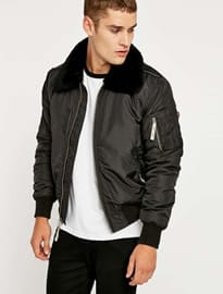 Alpha Industries Black Shearling Ma1 Bomber Jacket