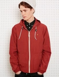 Farah Vintage Akin Hooded Jacket In Dark Fire