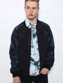 Lacoste Live Heavy Satin Blouson Jacket In Navy