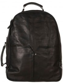 Topman Black Leather Sporty Rucksack