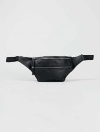 Topman Black Faux Leather Bum Bag