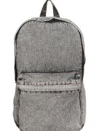 Topman Black Denim Acid Wash Backpack