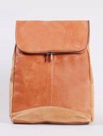 Topman Tan Leather Flat Top Backpack
