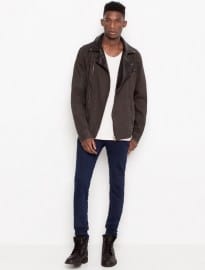 Fake Leather Collar Biker Jacket