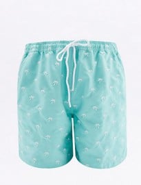 Uo Swim Embroidered Palm Tree Mint Swim Shorts