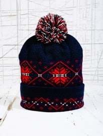 Fair Isle Bobble Hat In Navy
