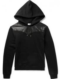 Saint Laurent Leather-panelled Loopback Cotton-jersey Hoodie