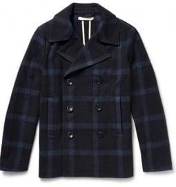 Outerknown Hemisphere Windowpane Check Wool-blend Peacoat