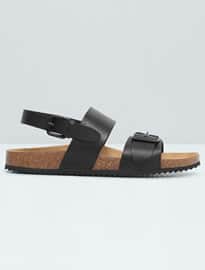 He By Mango Buckle Leather Sandals
