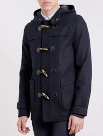 Topman Navy Wool Blend Duffle Coat
