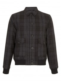 Topman Charcoal Check Bomber Jacket