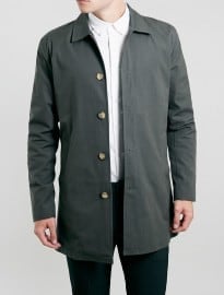 Topman Charcoal Single Breasted Mac